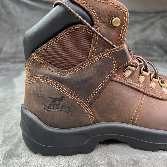 Irish Setter Ely Work Boots Men 7 Wide EE Brown Leather Steel Toe Waterproof New - Picture 2 of 10